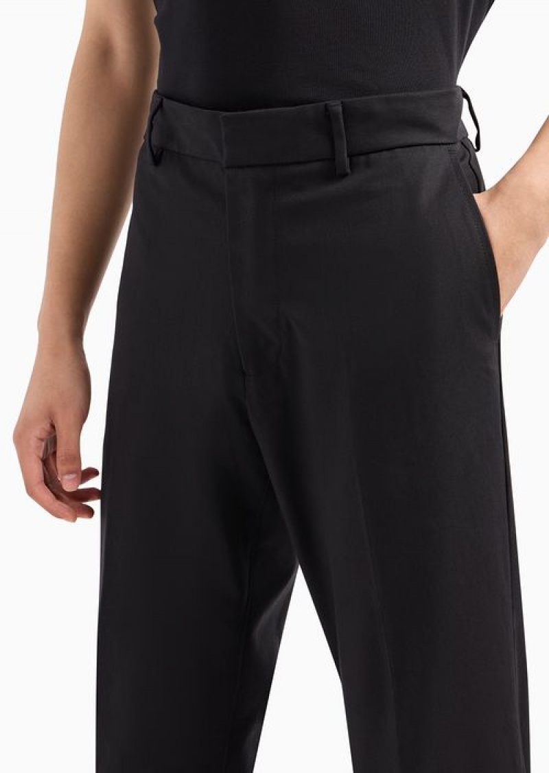 Black Emporio Armani Cotton Gabardine Chinos | EA-SN58274