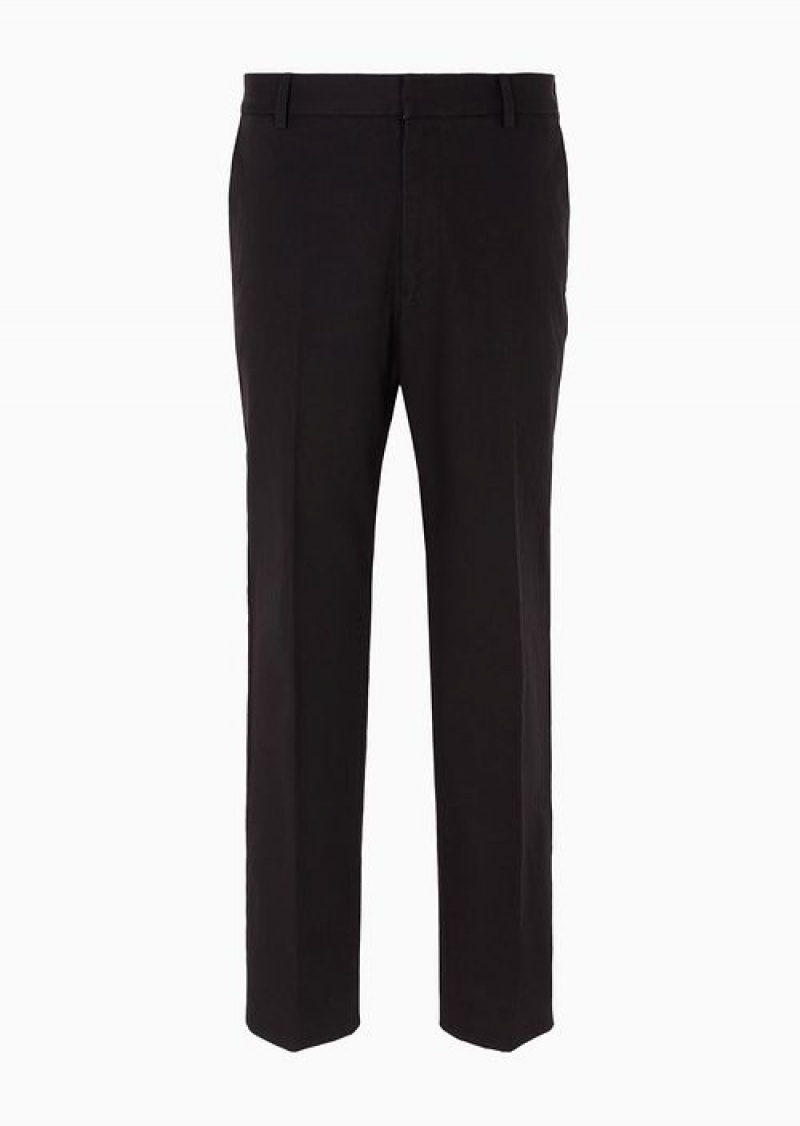 Black Emporio Armani Cotton Gabardine Chinos | EA-SN58274