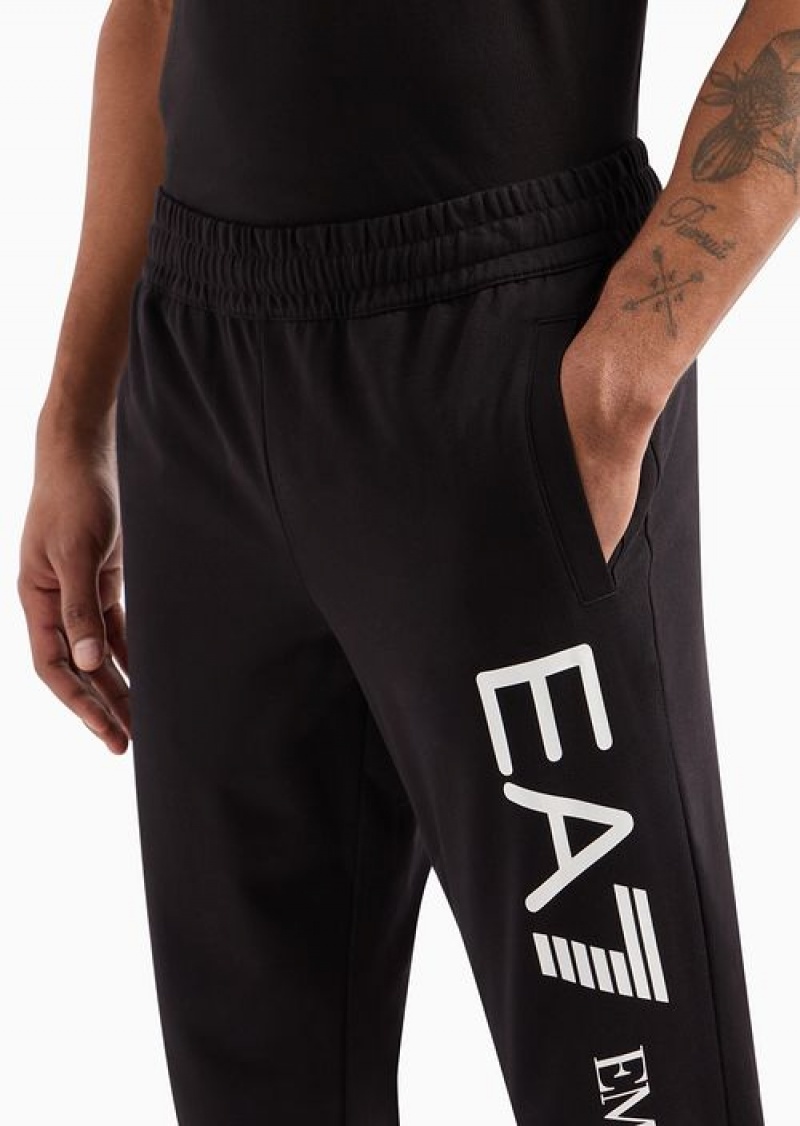 Black Emporio Armani Cotton Logo Series Joggers | EA7-SN59856