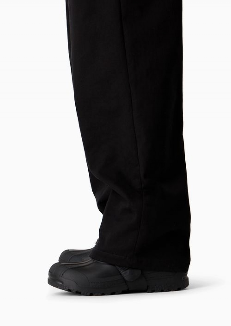 Black Emporio Armani Cotton Twill Trousers With Pleats | EA-SN58314