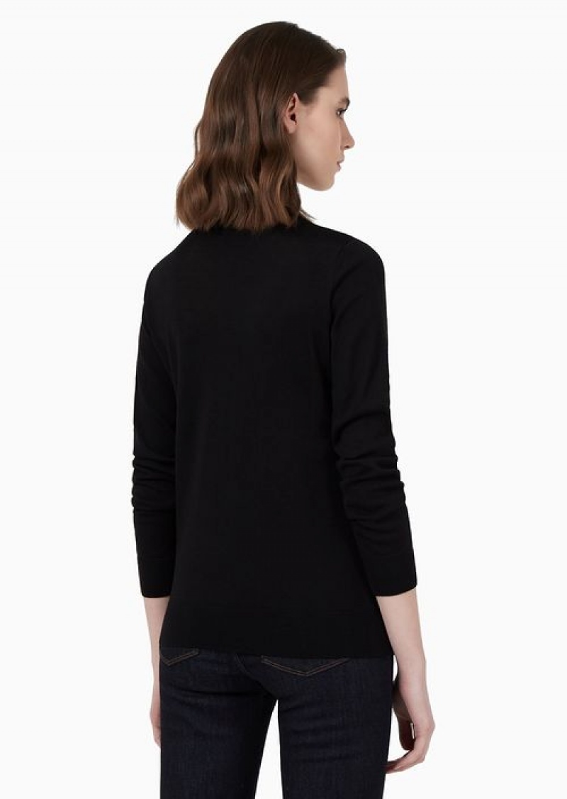 Black Emporio Armani Crew-neck Jumper In Pure Virgin Wool | EA-SN56694