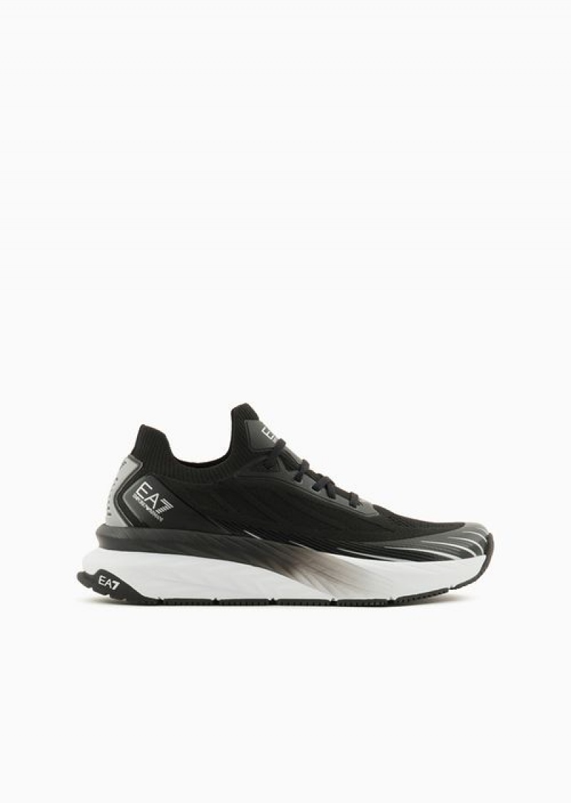 Black Emporio Armani Crusher Distance Sonic Knit Sneakers | EA7-SN60119