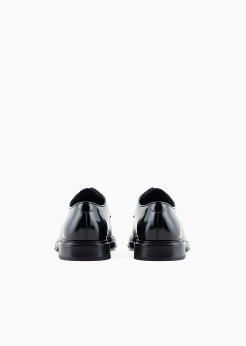 Black Emporio Armani Derby Shoes In Buffed Leather | EA-SN58856