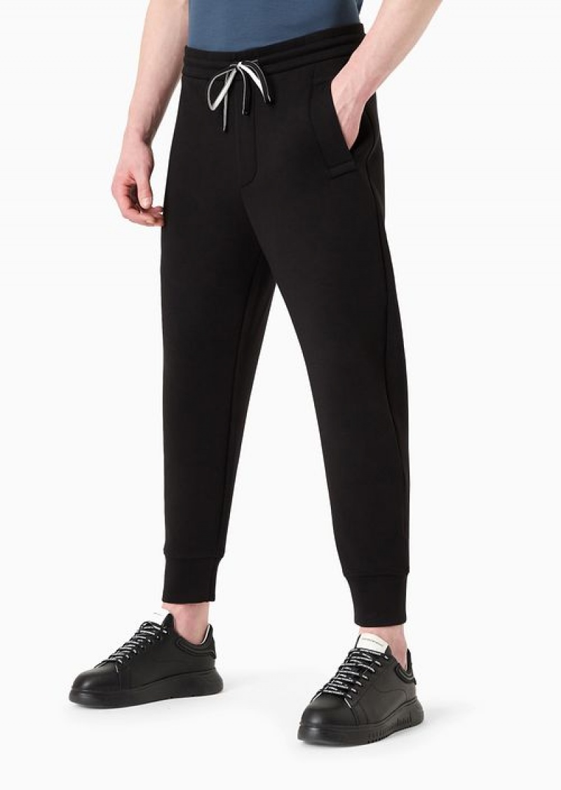 Black Emporio Armani Double-jersey Joggers | EA-SN58365