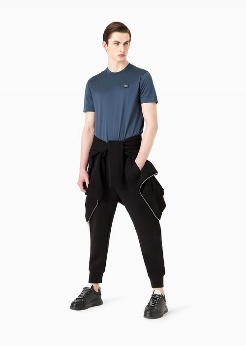 Black Emporio Armani Double-jersey Joggers | EA-SN58365