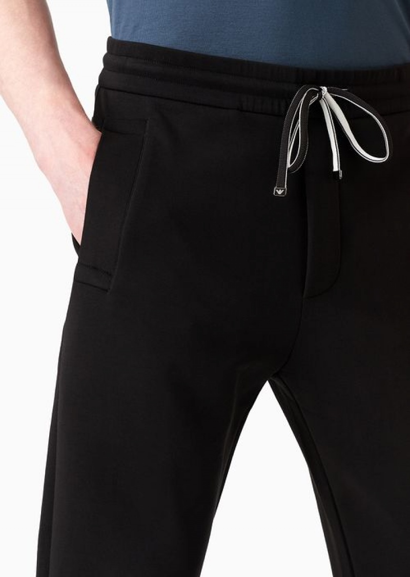 Black Emporio Armani Double-jersey Joggers | EA-SN58365