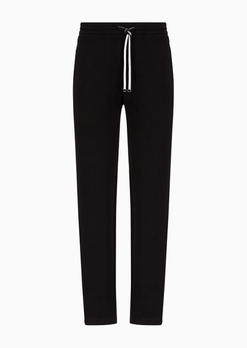 Black Emporio Armani Double-jersey Joggers With Eagle Logo Patch | EA-SN58369