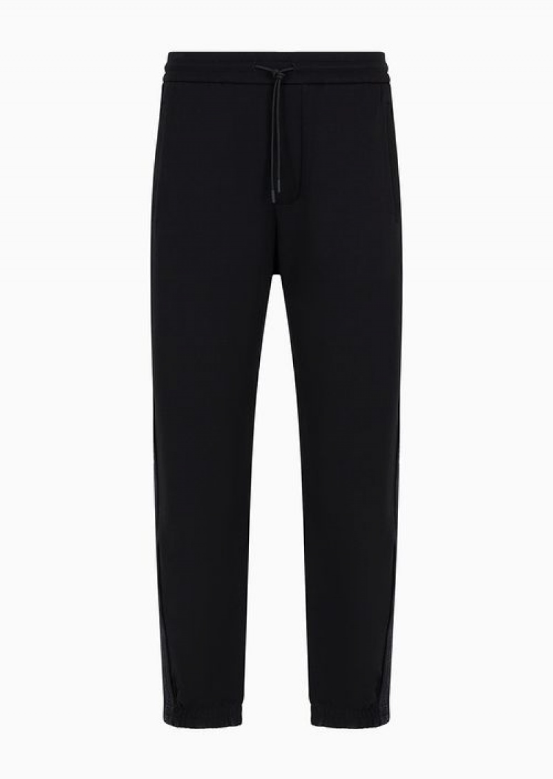 Black Emporio Armani Double-jersey Joggers With Drawstring And Logo Tape | EA-SN58400