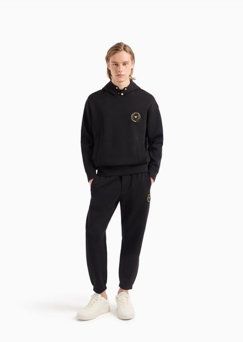 Black Emporio Armani Drawstring Joggers With A Ramadan Capsule Collection Patch | EA-SN58406