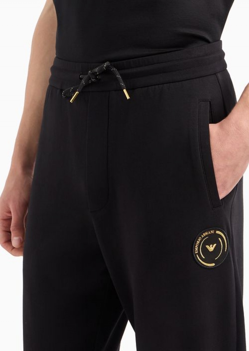 Black Emporio Armani Drawstring Joggers With A Ramadan Capsule Collection Patch | EA-SN58406