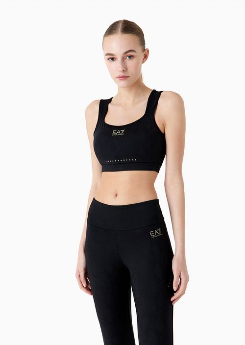 Black Emporio Armani Dynamic Athlete Sports Bra In Vigor7 Technical Fabric | EA7-SN59647