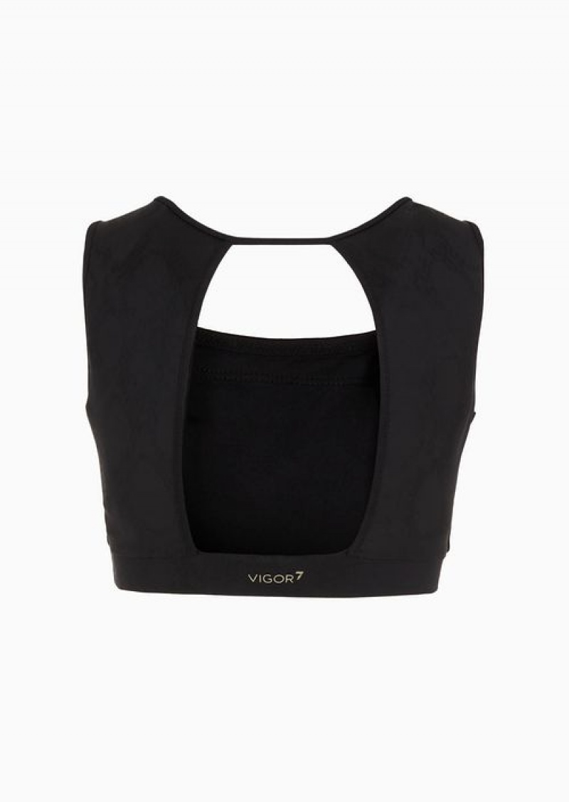 Black Emporio Armani Dynamic Athlete Sports Bra In Vigor7 Technical Fabric | EA7-SN59647