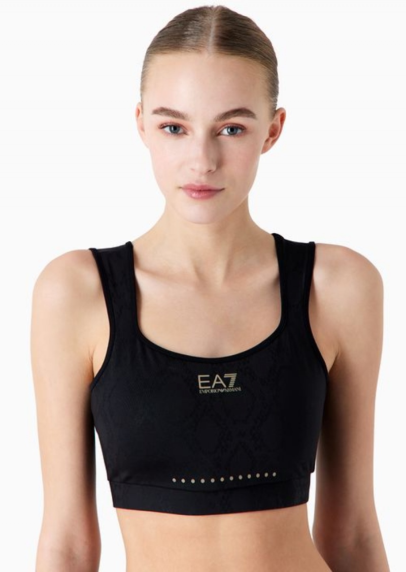 Black Emporio Armani Dynamic Athlete Sports Bra In Vigor7 Technical Fabric | EA7-SN59647