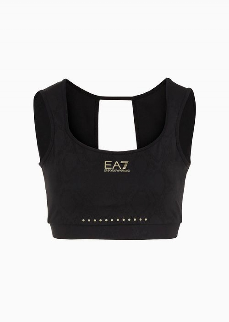 Black Emporio Armani Dynamic Athlete Sports Bra In Vigor7 Technical Fabric | EA7-SN59647