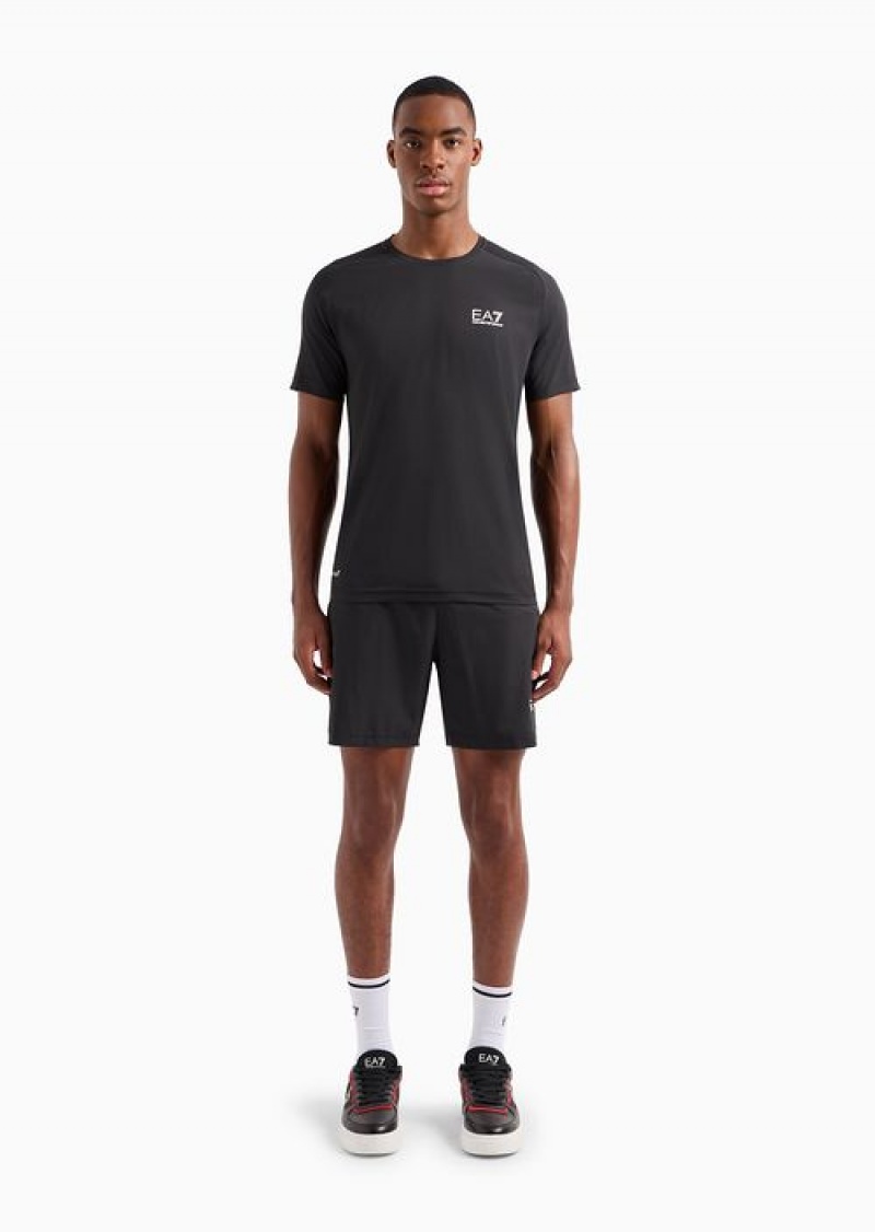 Black Emporio Armani Dynamic Athlete T-shirt And Shorts Set In Ventus7 Technical Fabric | EA7-SN59902