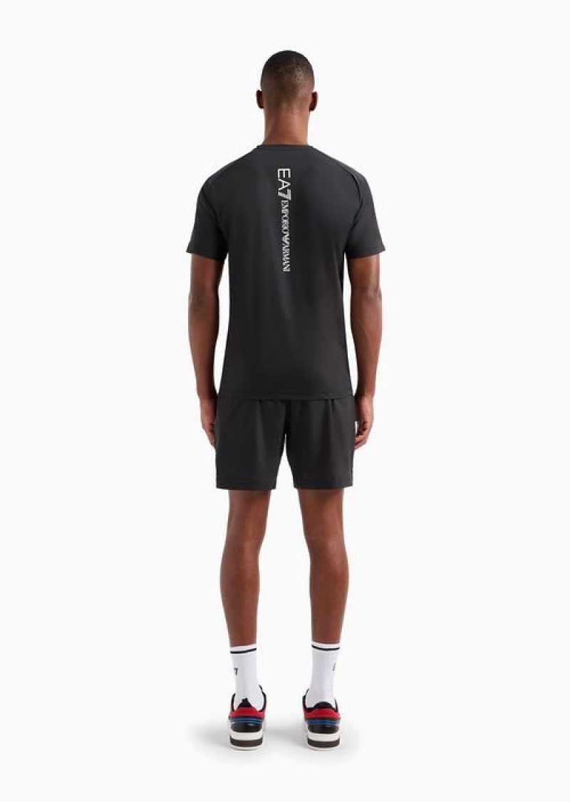 Black Emporio Armani Dynamic Athlete T-shirt And Shorts Set In Ventus7 Technical Fabric | EA7-SN59902