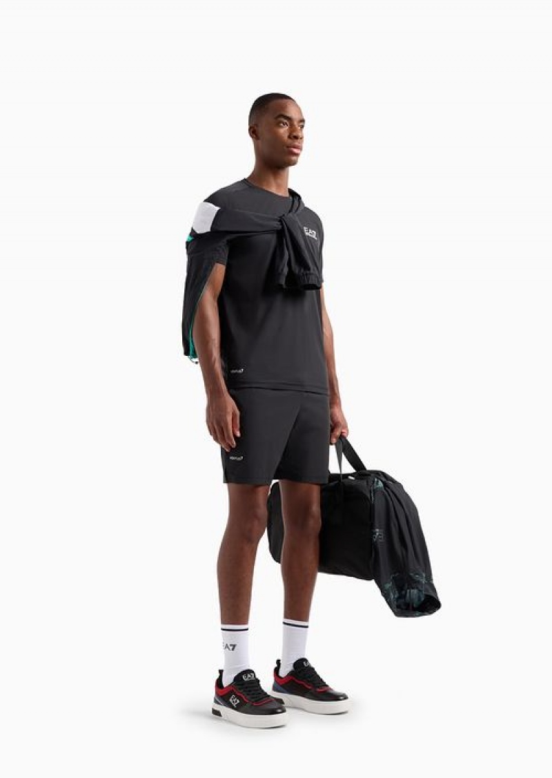 Black Emporio Armani Dynamic Athlete T-shirt And Shorts Set In Ventus7 Technical Fabric | EA7-SN59902