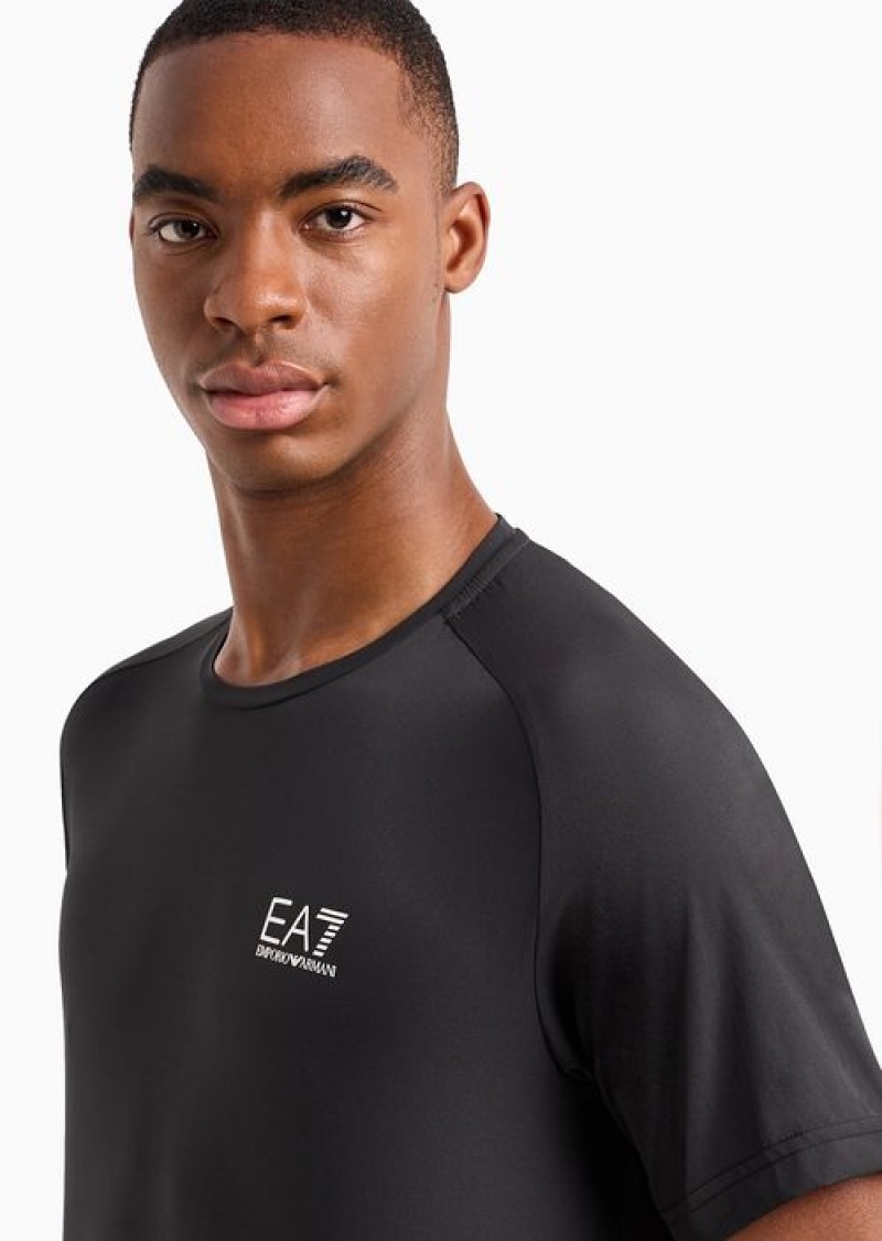 Black Emporio Armani Dynamic Athlete T-shirt And Shorts Set In Ventus7 Technical Fabric | EA7-SN59902