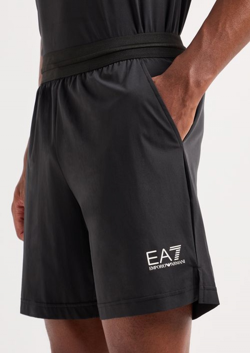 Black Emporio Armani Dynamic Athlete T-shirt And Shorts Set In Ventus7 Technical Fabric | EA7-SN59902