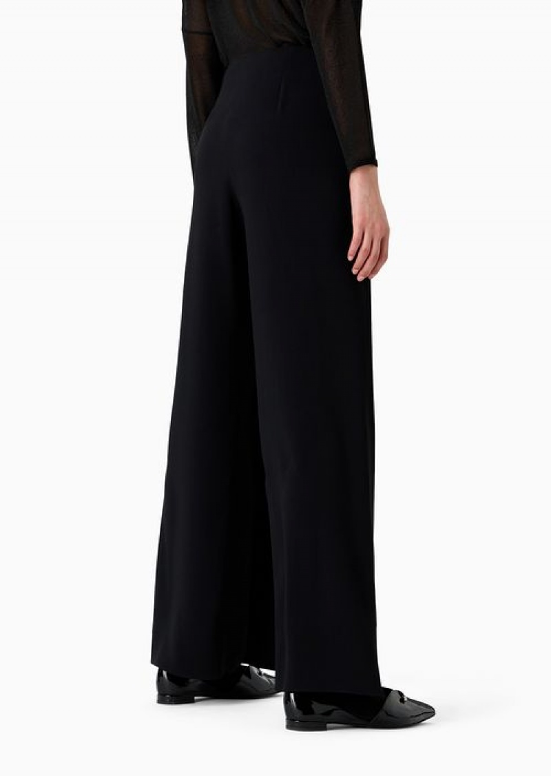 Black Emporio Armani Envers Satin Trousers With A Piercing-style Closure | EA-SN56882