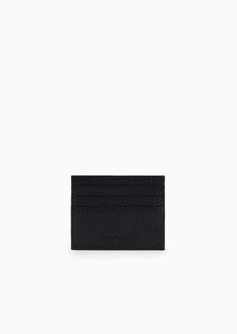 Black Emporio Armani Gift Box With Card Holder And Keyring In Tumbled Leather | EA-SN59282