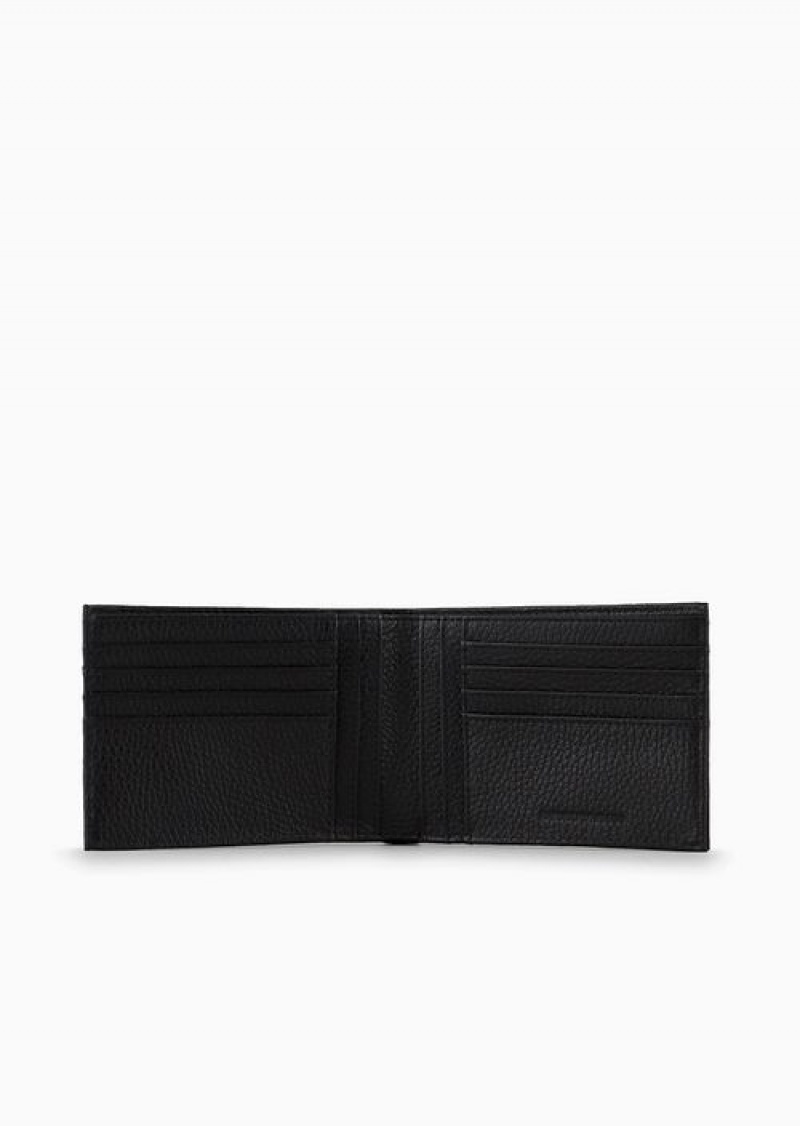 Black Emporio Armani Gift Box With Wallet And Keyring In Tumbled Leather | EA-SN59283