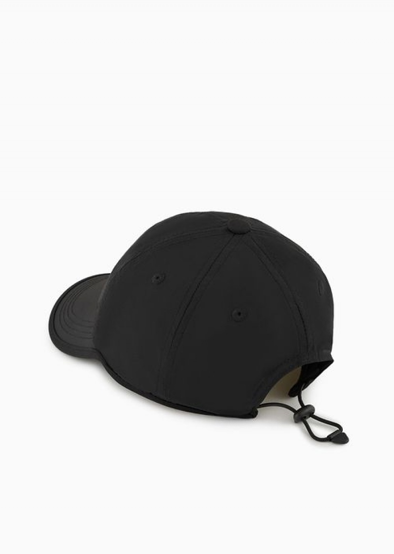 Black Emporio Armani Gold Label Recycled-fabric Baseball Cap | EA7-SN59730