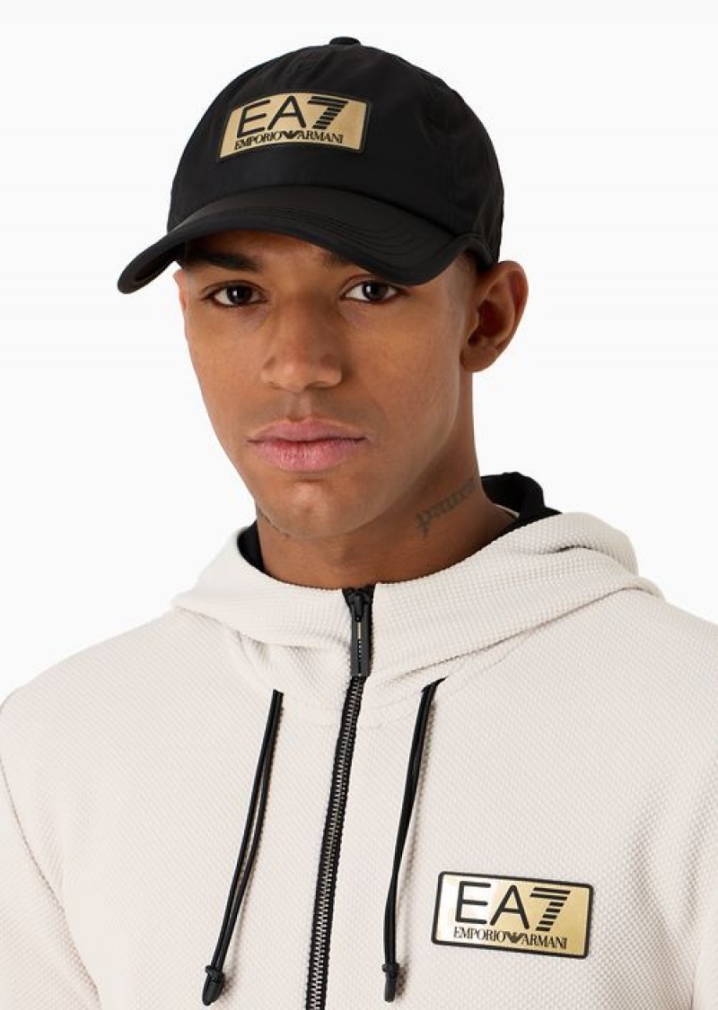 Black Emporio Armani Gold Label Recycled-fabric Baseball Cap | EA7-SN59730