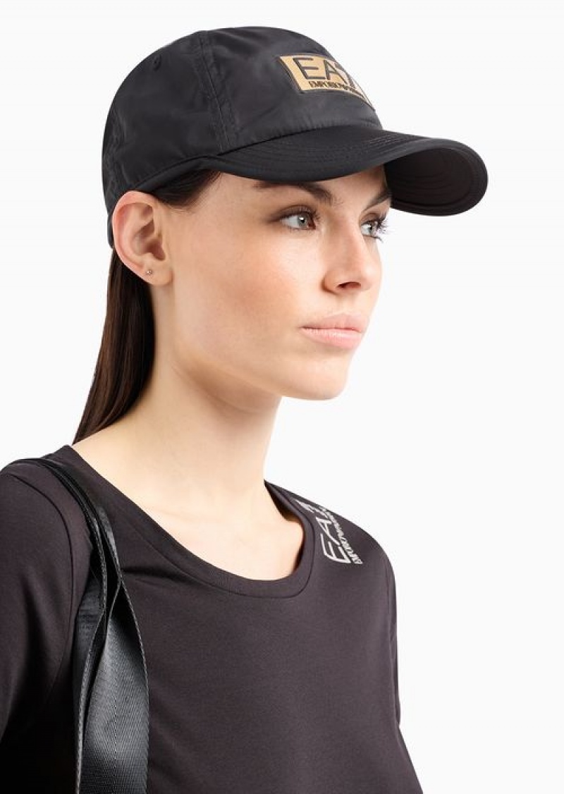 Black Emporio Armani Gold Label Recycled-fabric Baseball Cap | EA7-SN59730