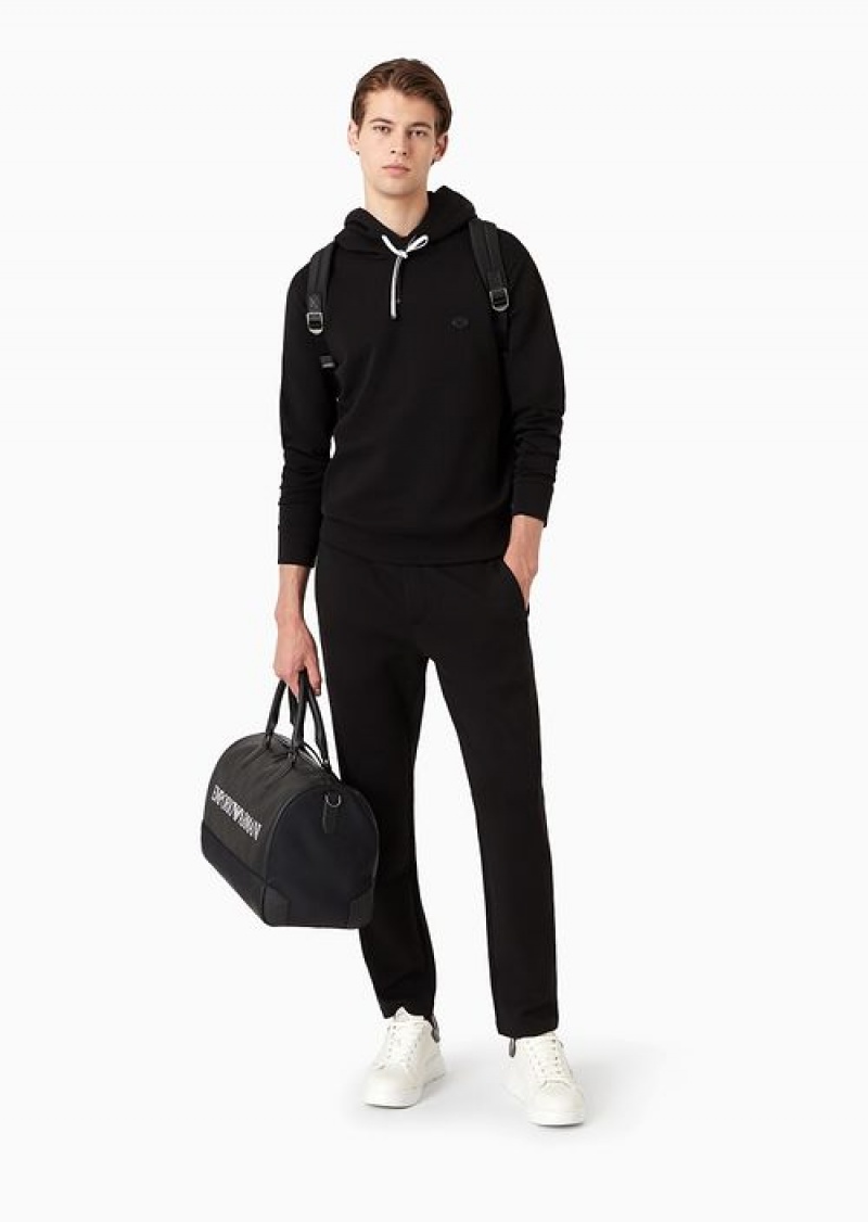 Black Emporio Armani Hooded Sweatshirt With Micro Logo Patch | EA-SN58529