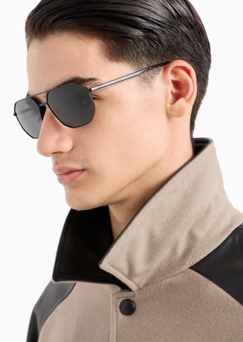 Black Emporio Armani Irregular-shaped Men’s Sunglasses | EA-SN59475