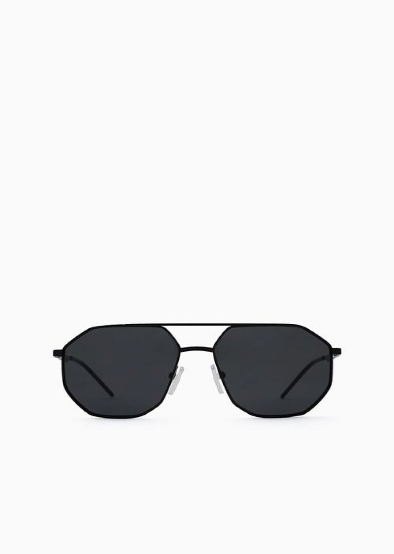 Black Emporio Armani Irregular-shaped Men’s Sunglasses | EA-SN59475