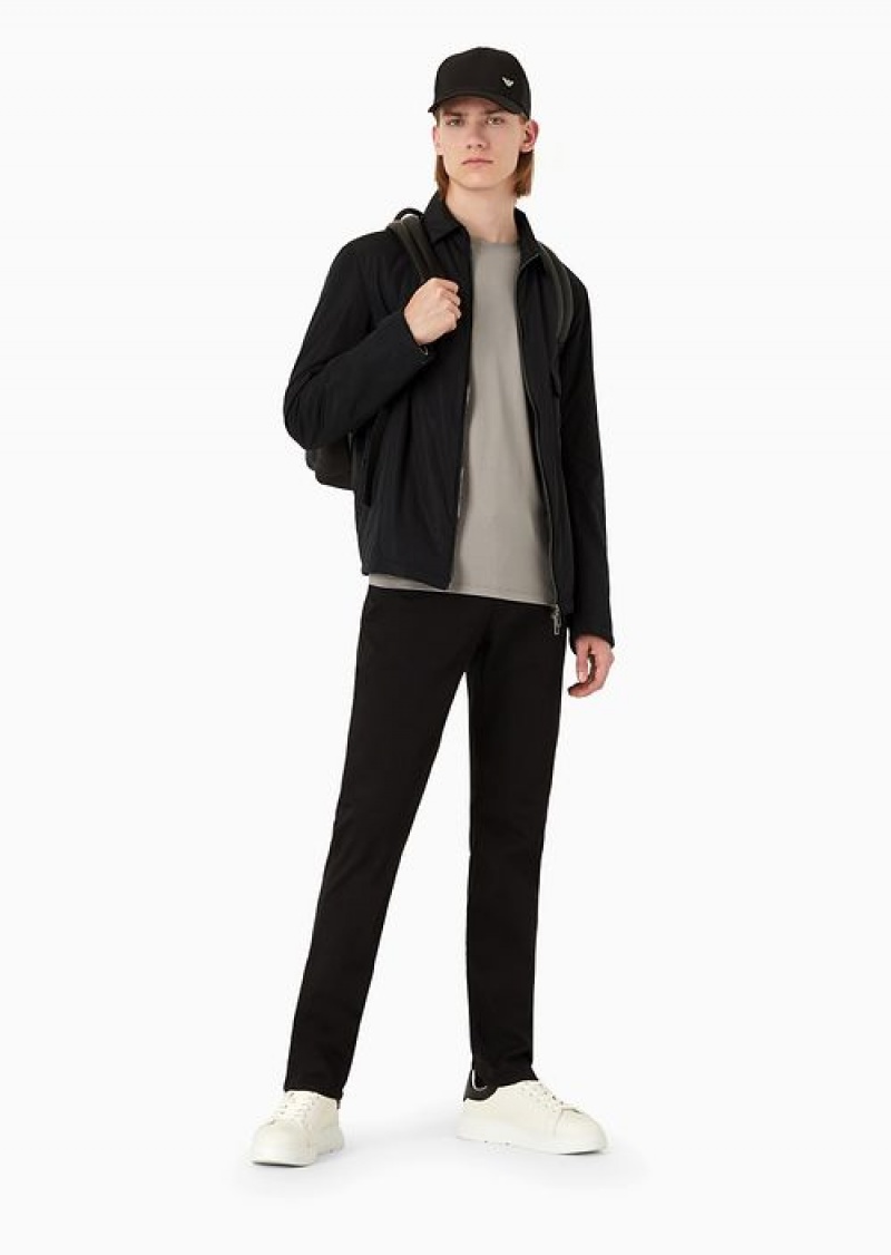 Black Emporio Armani J06 Comfort Stretch-gabardine, Slim-fit Trousers | EA-SN58002