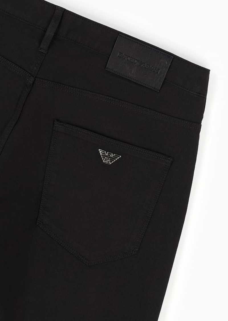 Black Emporio Armani J06 Comfort Stretch-gabardine, Slim-fit Trousers | EA-SN58002