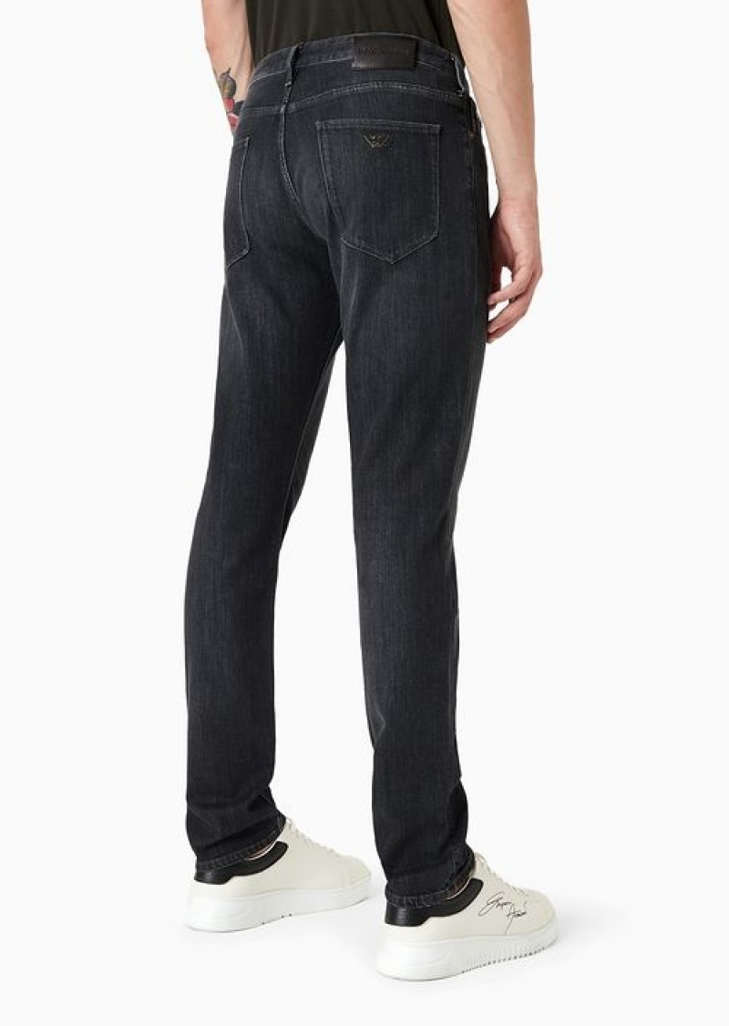 Black Emporio Armani J06 Slim-fit, Twill-melange Jeans In 10 Oz Comfort Denim | EA-SN58007