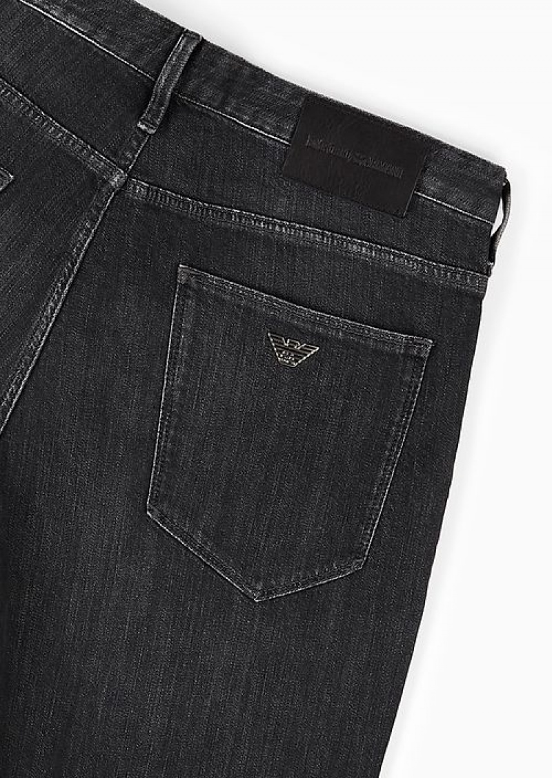 Black Emporio Armani J06 Slim-fit, Twill-melange Jeans In 10 Oz Comfort Denim | EA-SN58007