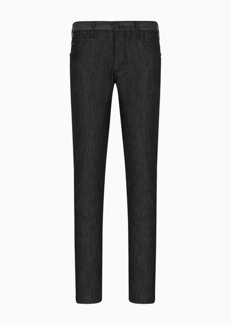 Black Emporio Armani J45 Regular-fit, Worn-wash 8 Oz Denim Jeans | EA-SN57975