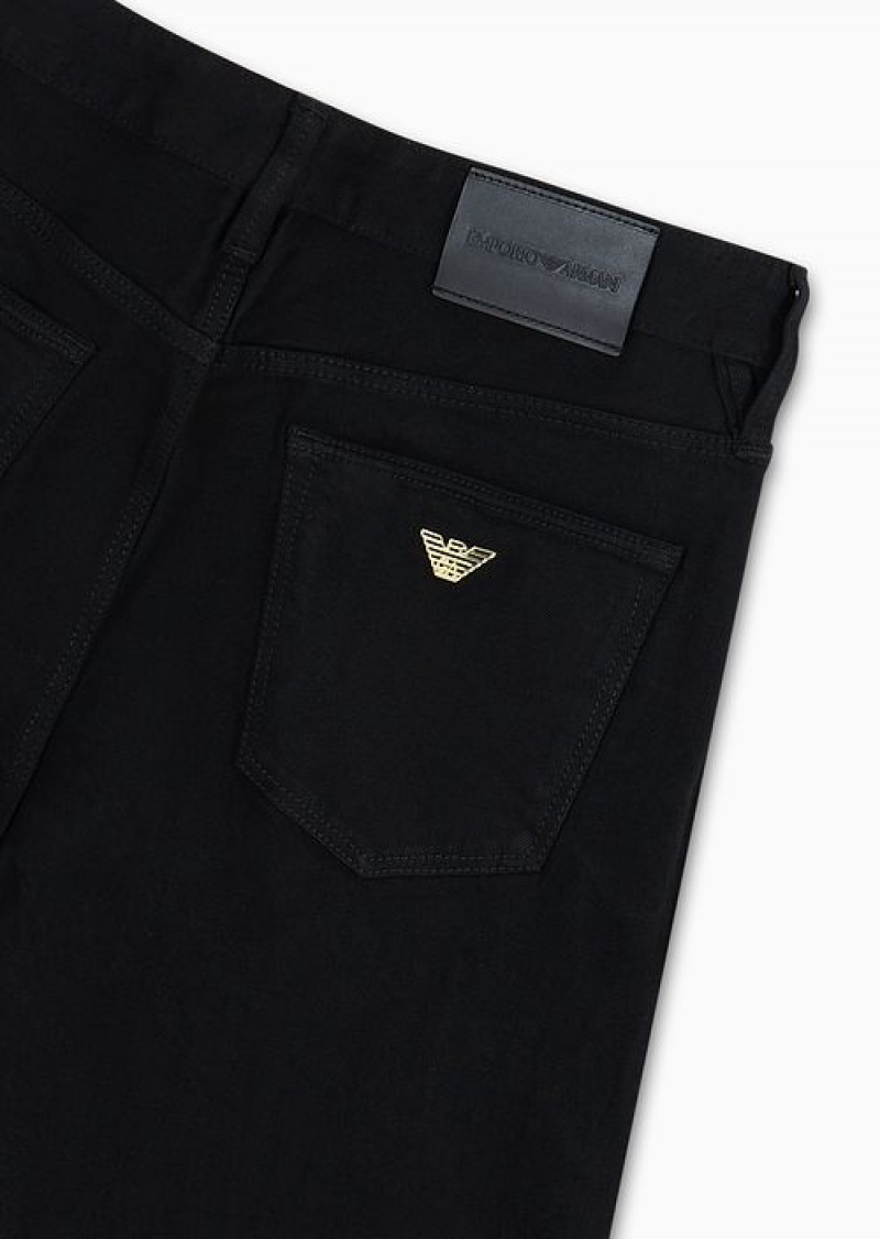 Black Emporio Armani J75 Slim-fit Lunar New Year Stretch Denim Jeans With Gold Details | EA-SN57987