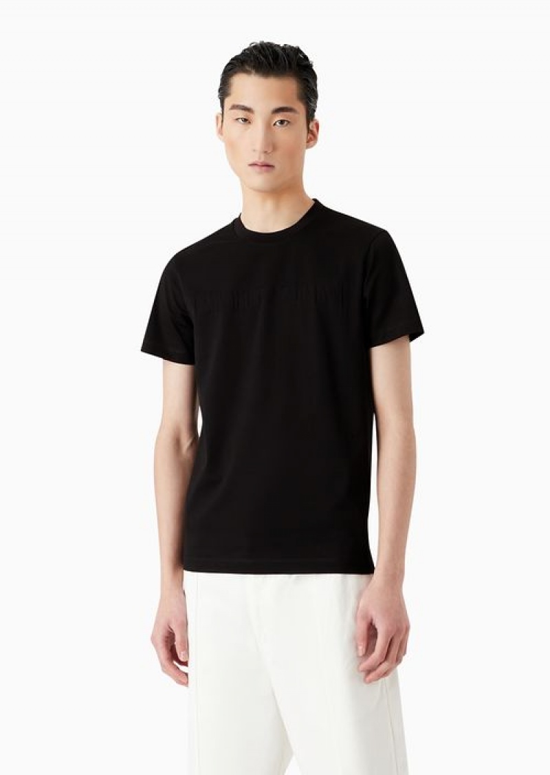 Black Emporio Armani Jersey T-shirt With Jacquard Logo | EA-SN58691