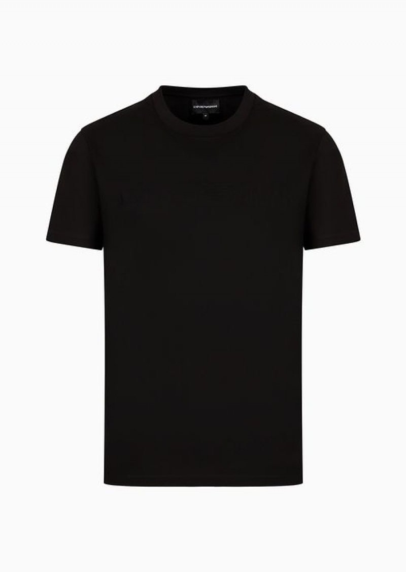 Black Emporio Armani Jersey T-shirt With Jacquard Logo | EA-SN58691