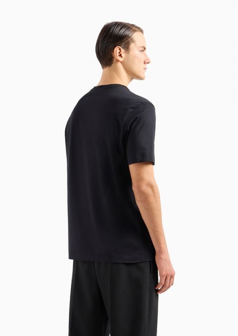 Black Emporio Armani Jersey T-shirt With Mon Amour Flocked Print | EA-SN58765