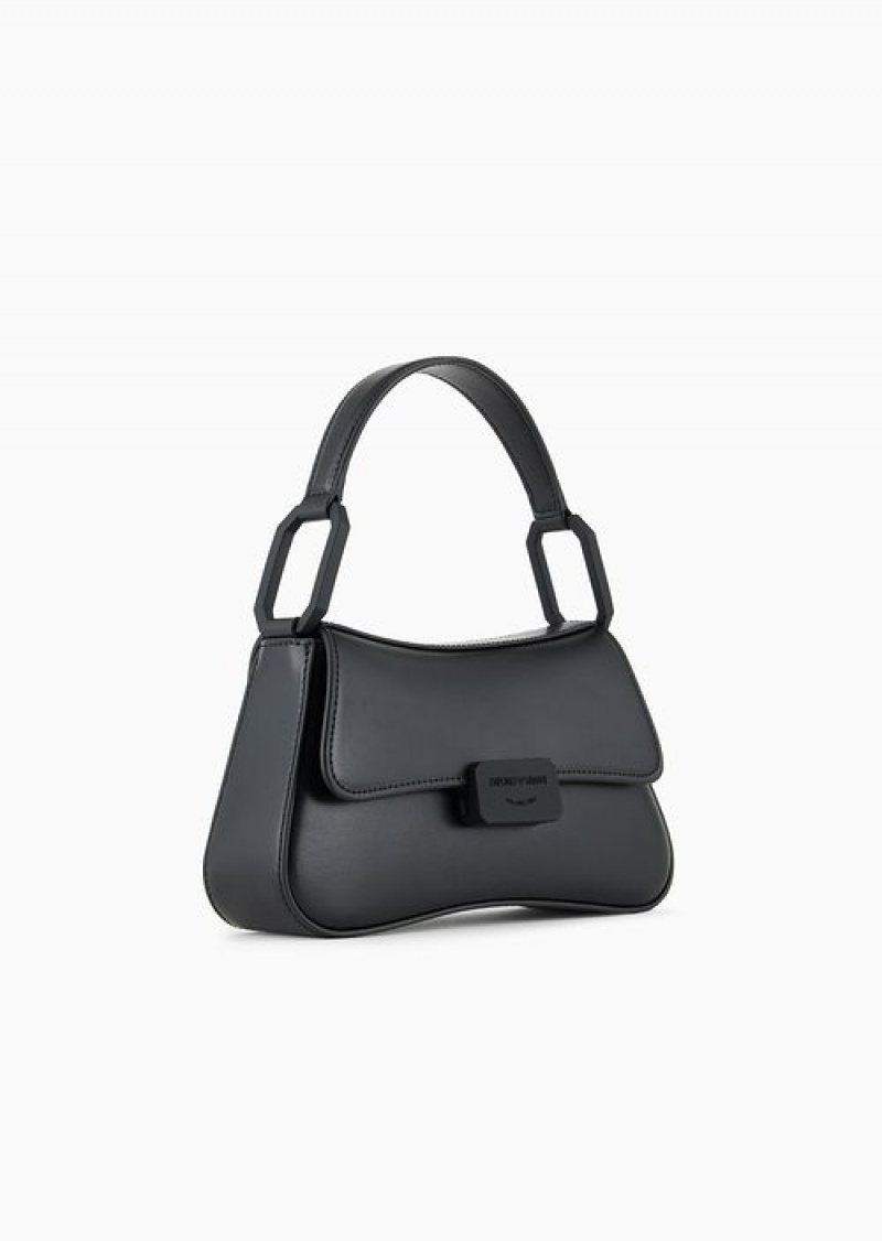 Black Emporio Armani Leather Baguette Shoulder Bag With Strap | EA-SN57385