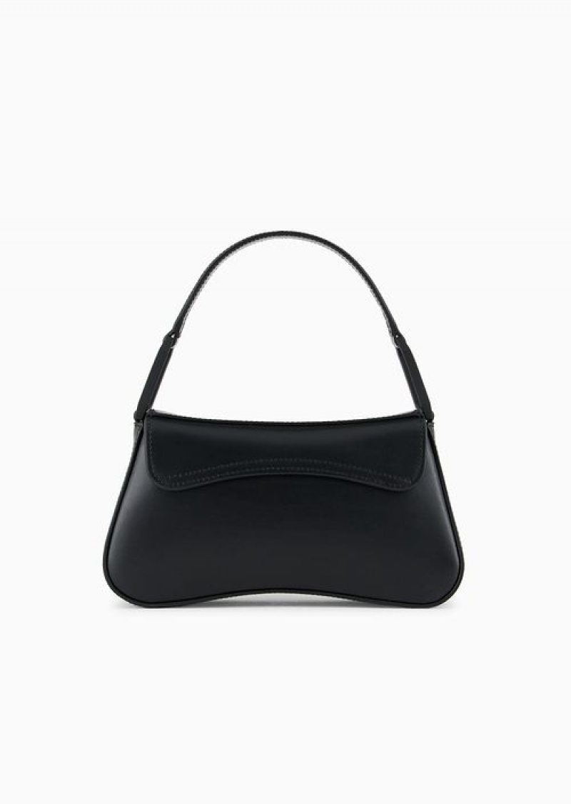 Black Emporio Armani Leather Baguette Shoulder Bag With Strap | EA-SN57385