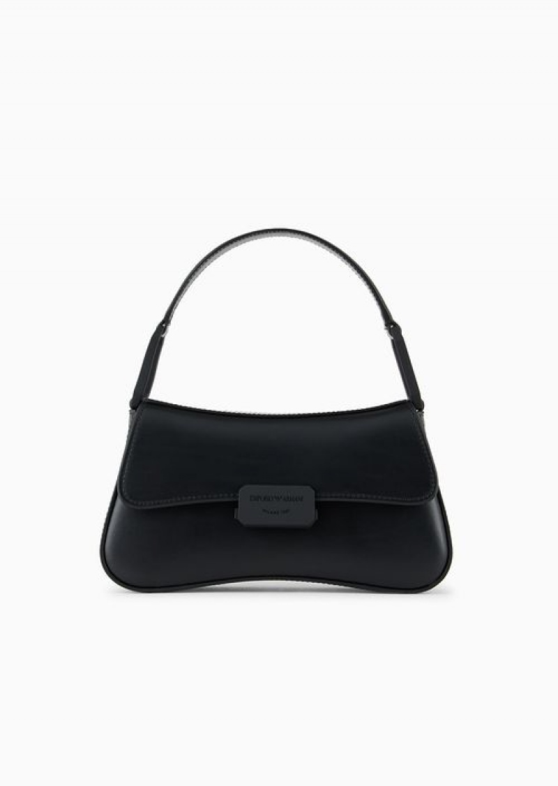 Black Emporio Armani Leather Baguette Shoulder Bag With Strap | EA-SN57385