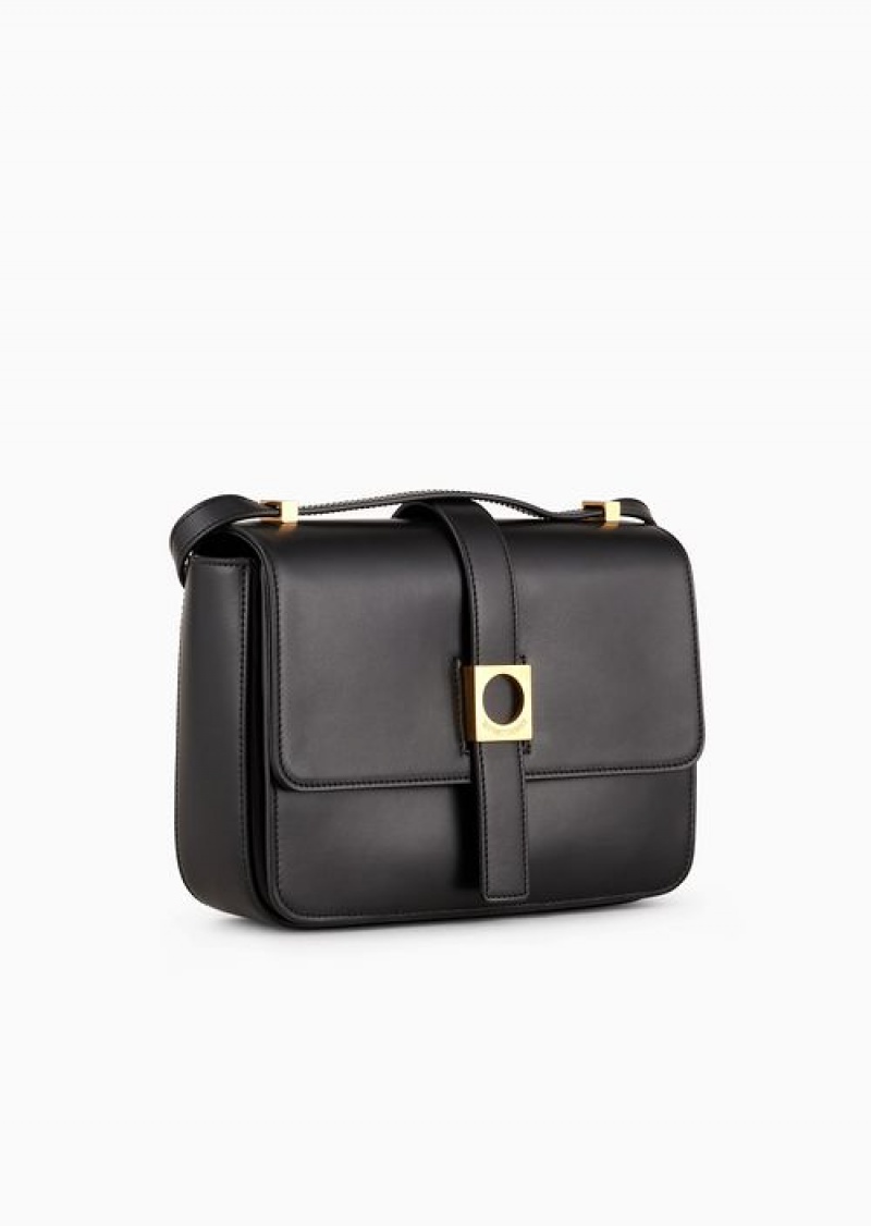 Black Emporio Armani Leather Shoulder Bag | EA-SN57365