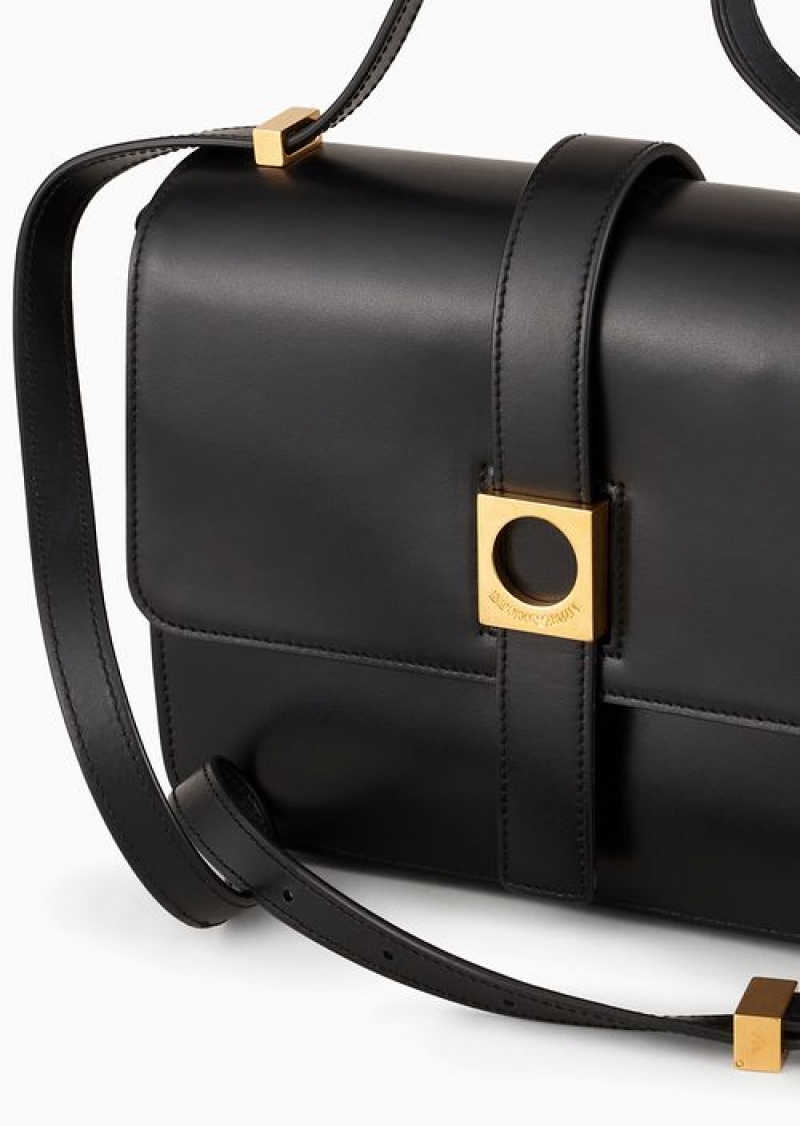 Black Emporio Armani Leather Shoulder Bag | EA-SN57365