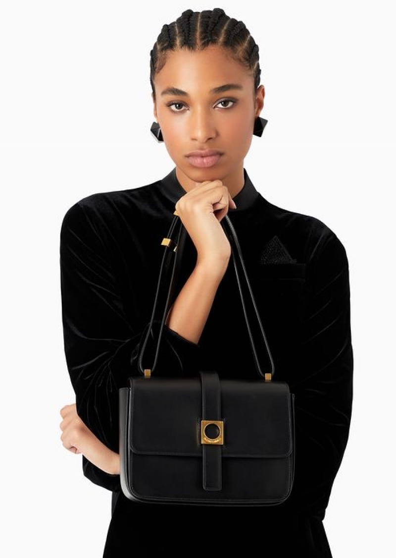 Black Emporio Armani Leather Shoulder Bag | EA-SN57365