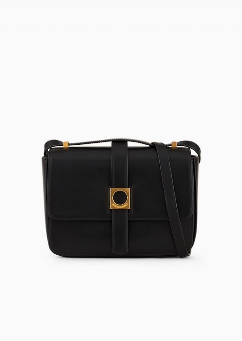 Black Emporio Armani Leather Shoulder Bag | EA-SN57365