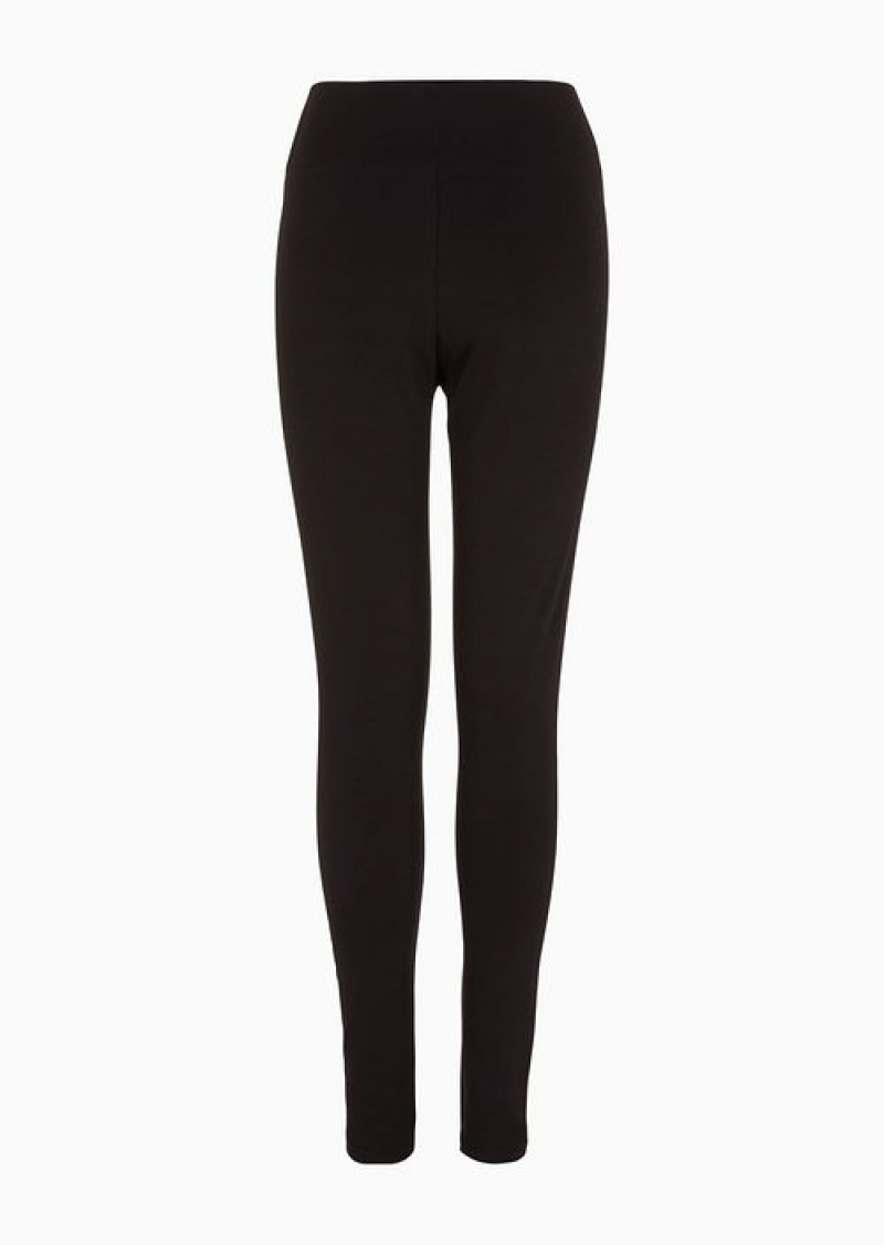 Black Emporio Armani Leggings Logo Series Eagle In Cotone Stretch | EA7-SN59533