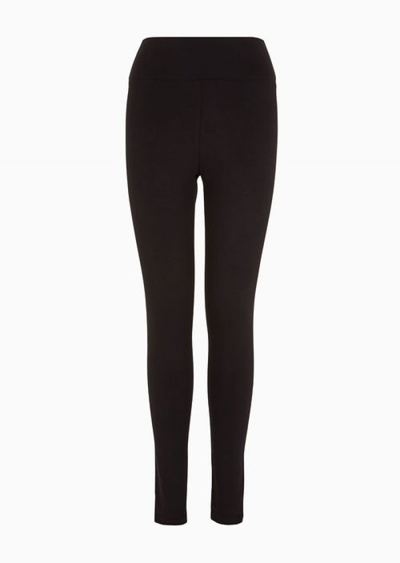 Black Emporio Armani Leggings Logo Series Eagle In Cotone Stretch | EA7-SN59533